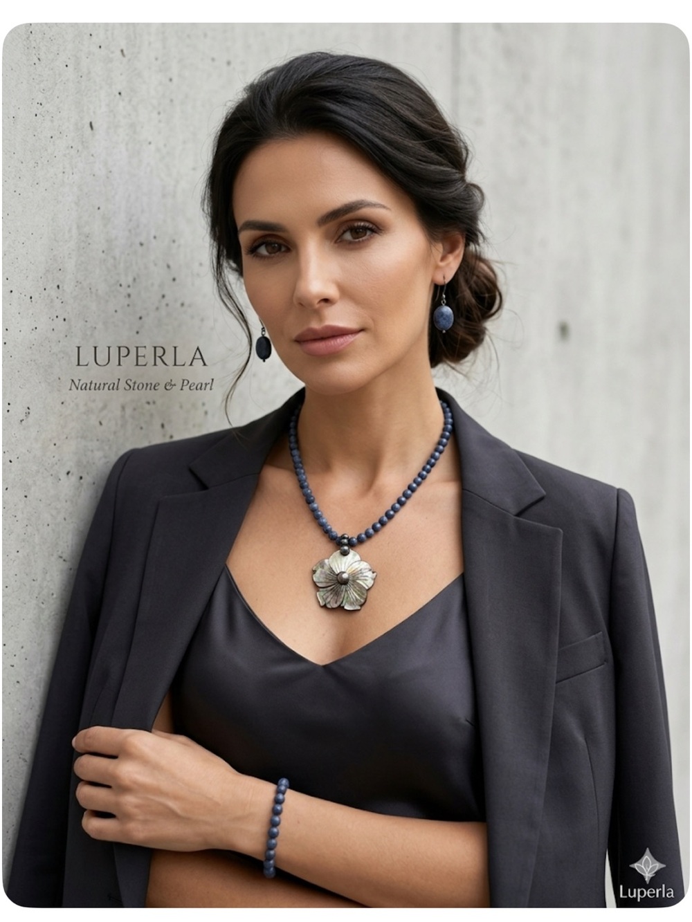 Luperla Blue Coral NL with Floral MoP Pendant, matching bracelet & earrings.